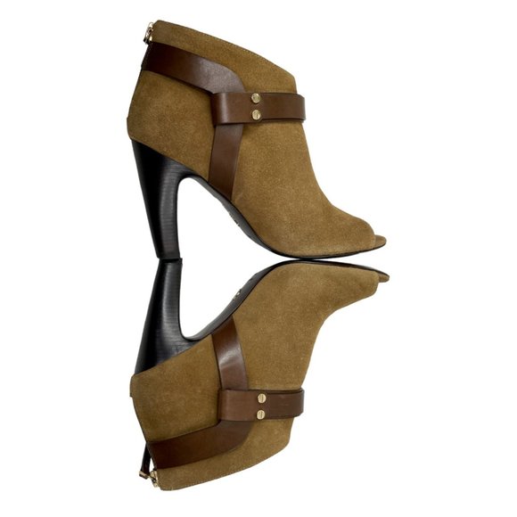 Vince Camuto Signature Women's Nikoletta Brown Suede Peep Toe Booties Size 7.5M - Picture 3 of 8